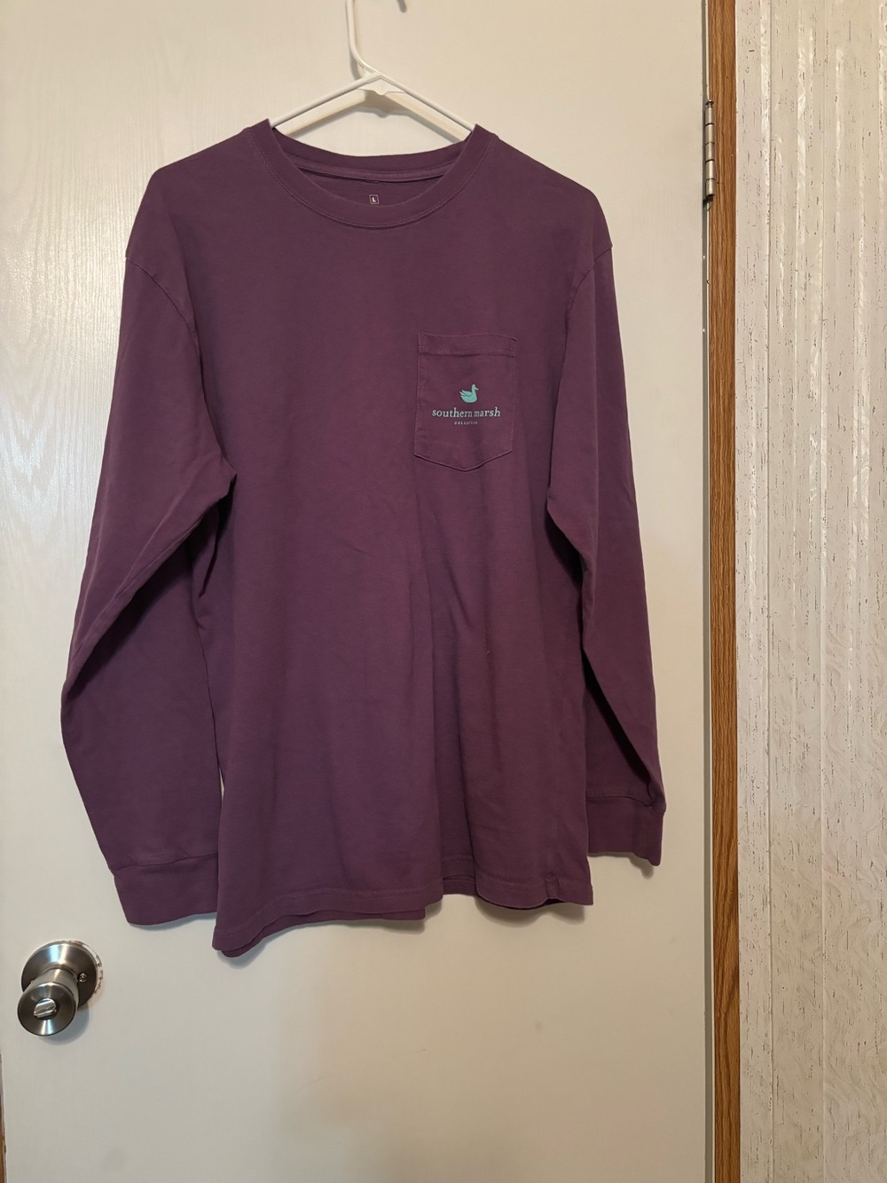 Southern Marsh Plum Long Sleeve Pocket Tee with Logo
